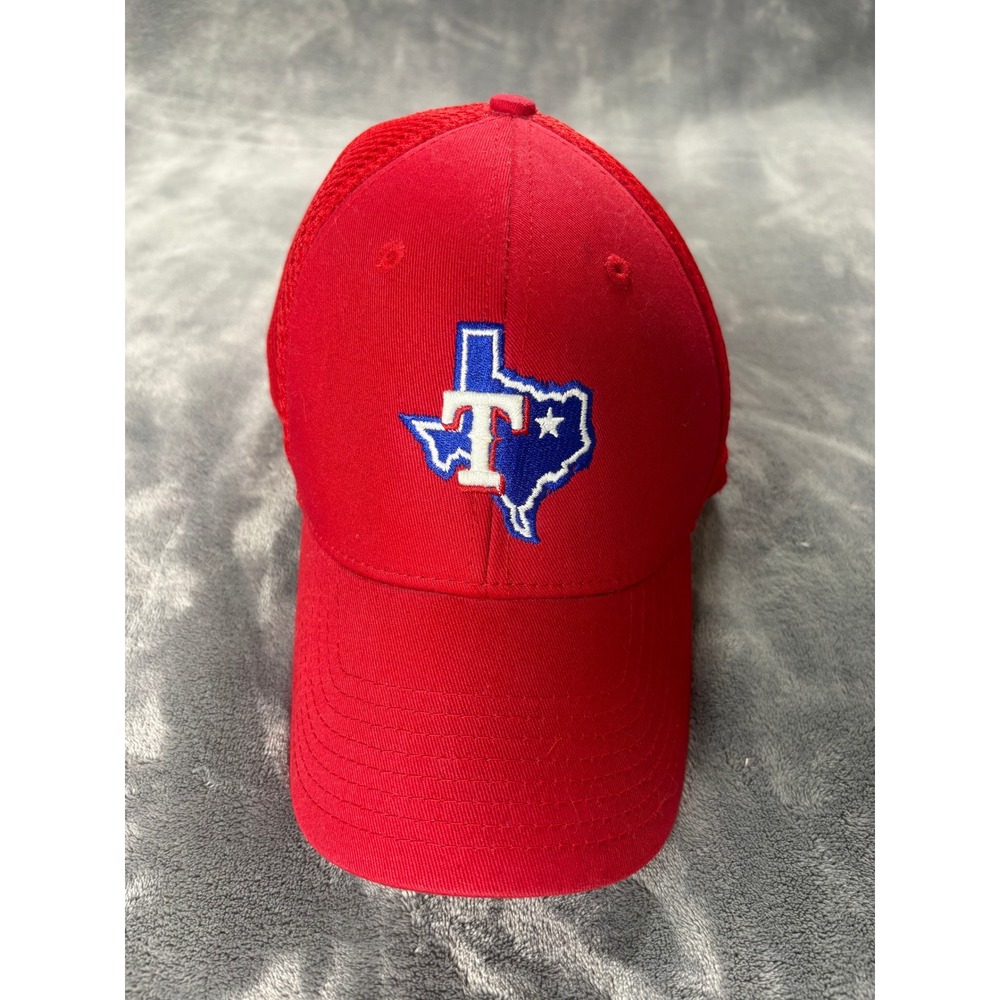 New Era Mens Texas Rangers 39THIRTY Mesh Back Hat S/M Red Embroidered Logo
